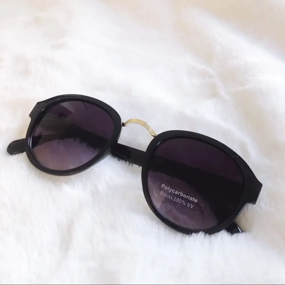 Mya Black & Gold Round Fashion Sunglasses